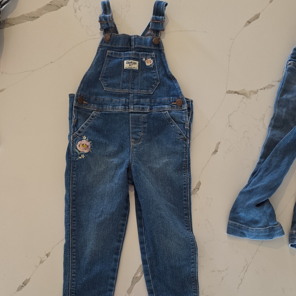 OshKosh B'gosh Denim Overalls with Floral Embroidery